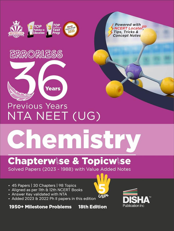Errorless 36 Previous Years NTA NEET (UG) Chemistry Chapter-wise & Topic-wise Solved Papers (2023 - 1988) with Value Added Notes 18th Edition | PYQs Question Bank