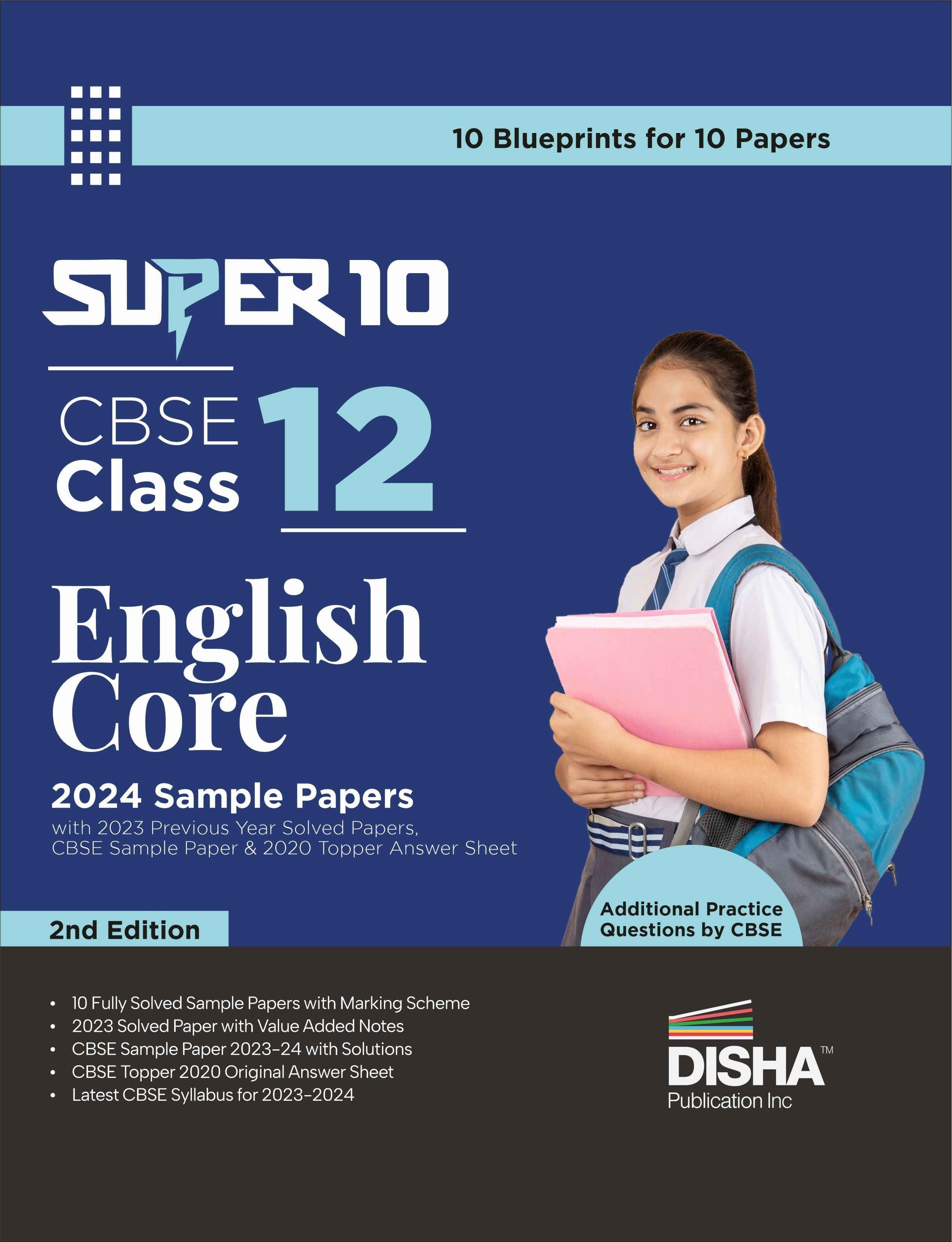 Disha Super 10 CBSE Class 12 English Core 2024 Sample Papers with 2023 ...