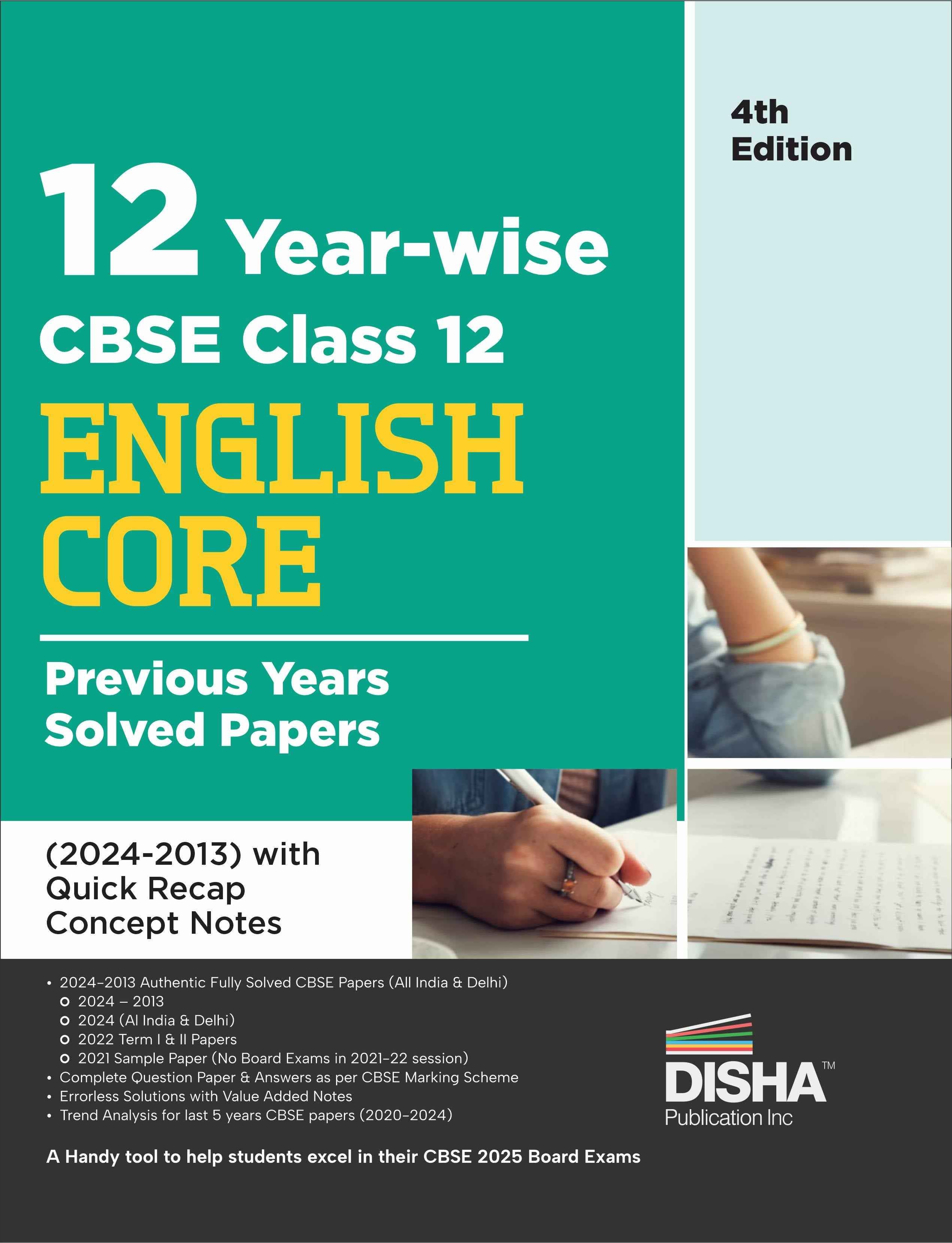 Disha 12 Years CBSE Class 12 English Core Previous Year-wise Solved Pa ...