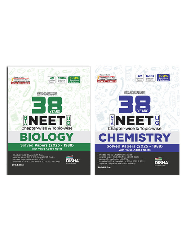 Combo Offer- Disha Errorless 38 Years NTA NEET Chemistry + Biology PYQ (2025-1988) Set of 2 | 20th Edition | NCERT Based | Solved Papers & Notes