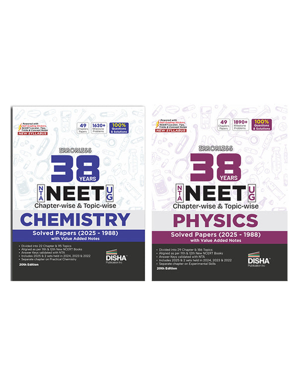 Combo Offer-Errorless 38 Years NTA NEET Physics + Chemistry PYQ (2025–1988) | Set of 2 Books | 20th Edition | NCERT Based | Solved Papers & Notes