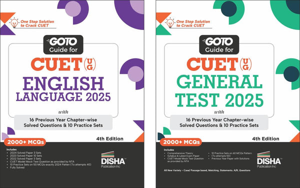 Combo (set of 2 Books) Go To Guide for CUET (UG) English Language & General Test 2025 with 16 Previous Year Solved Papers & 10 Practice Sets 4th Edition | PYQs & Practice Question Bank