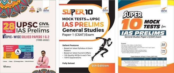 28 Years UPSC IAS/ IPS Prelims Topic-wise Solved Papers (1995 - 2022) with Super 10 Mock Tests for Papers 1 & 2