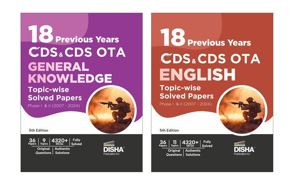 Combo (set of 2 Books) 18 Topic-wise CDS OTA English & General Knowledge Previous Year Solved Papers (2007 - 2024) Phase I & II - 8th Edition | Combined Defence Services PYQs