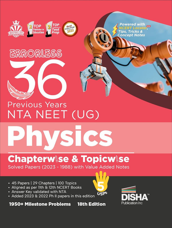 Errorless 36 Previous Years NTA NEET (UG) Physics Chapter-wise & Topic-wise Solved Papers (2023 - 1988) with Value Added Notes 18th Edition | PYQs Question Bank