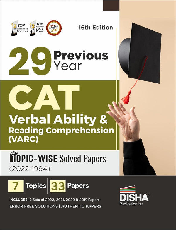 29 Previous Year CAT Verbal Ability & Reading Comprehension (VARC) Topic-wise Solved Papers (2022 - 1994) 16th edition | Previous Year Questions PYQs