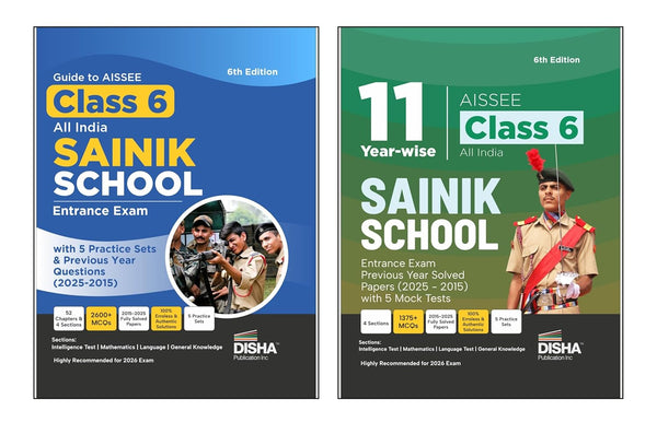 Disha Combo (set of 2 Books) Study Package for AISSEE Class 6 All India SAINIK School Entrance Exam - Guide + Previous Year Solved Papers + Practice Sets - 5th Edition | For 2026 Exam | PYQs