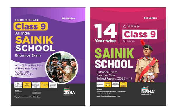 Disha Combo (set of 2 Books) Study Package for AISSEE Class 9 All India SAINIK School Entrance Exam - Guide + Previous Year Solved Papers + Practice Sets - 5th Edition | For 2026 Exam | PYQs