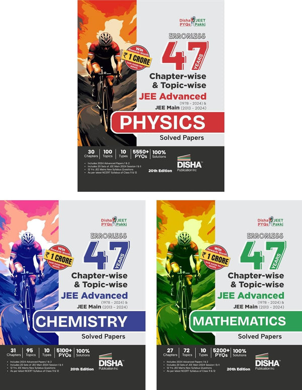 Errorless 47 Years Chapter-wise & Topic-wise JEE Advanced (1978 - 2024) & JEE Main (2013 - 2024) PHYSICS, CHEMISTRY & MATHEMATICS Solved Papers 20th Edition | Question Bank in NCERT Flow for JEE 2025