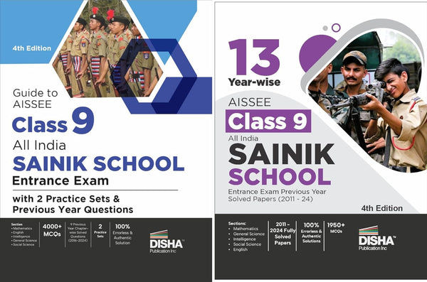 Combo (set of 2 Books) Study Package for AISSEE Class 9 All India SAINIK School Entrance Exam - Guide + Previous Year Solved Papers + Practice Sets - 4th Edition