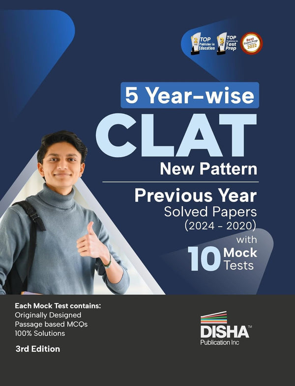 5 Year-wise CLAT New Pattern Previous Year Solved Papers (2024 - 2020) with 10 Mock Tests 3rd Edition | 120 Passage based MCQs | Useful for AILET, SLAT, LLB 2025 Law Exams