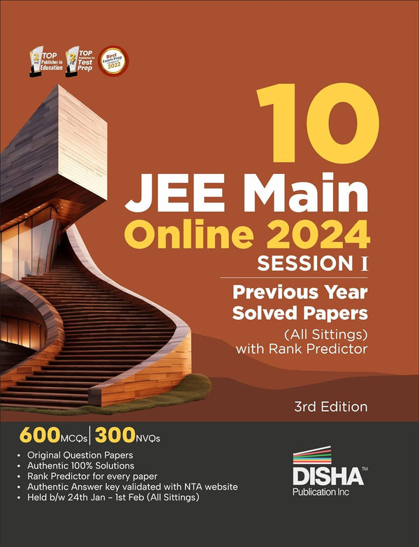 10 JEE Main Online 2024 Session I Previous Year Solved Papers (All sittings) with Rank Predictor 3rd Edition | PYQs for Physics, Chemistry & Mathematics |