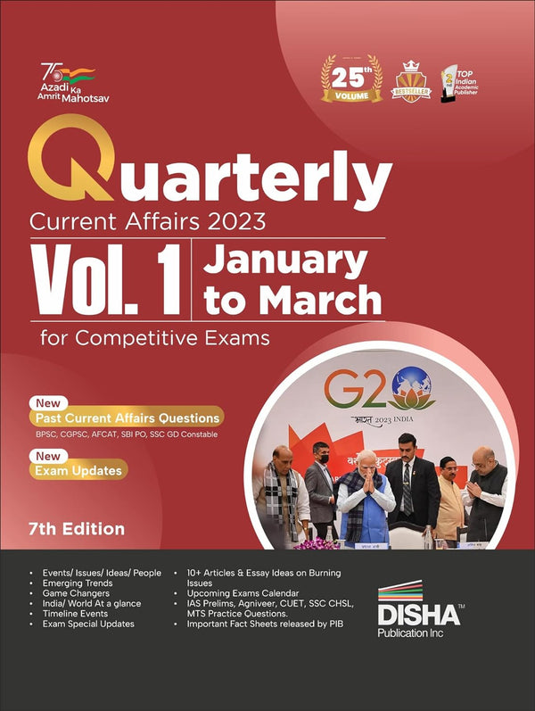 Quarterly Current Affairs 2023 Vol. 1 -January to March for Competitive Exams 7th 4 color Edition| General Knowledge with PYQs