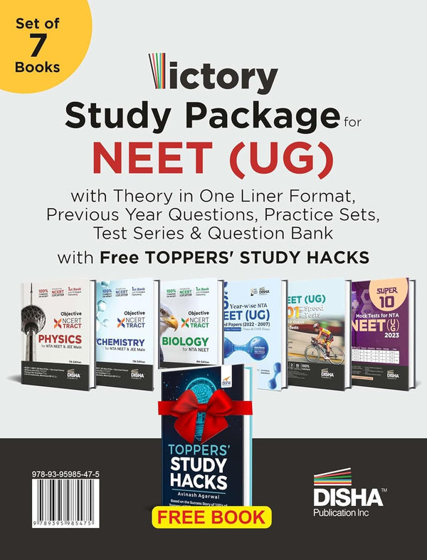 VICTORY Study Package for NEET (UG) with Theory in One Liner Format, Previous Year Questions, Practice Sets, Test Series & Question Bank with Free TOPPERS' STUDY HACKS (set of 4 Books) | PYQs & Practice Questions | Physics, Chemistry & Biology