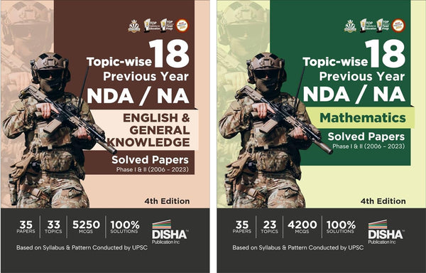 Topic-wise 18 Previous Year NDA/ NA Mathematics, English & General Knowledge Solved Papers (2006 - 2023) - set of 2 Books - 8th Edition | 35 Authentic Papers | 9450 MCQs