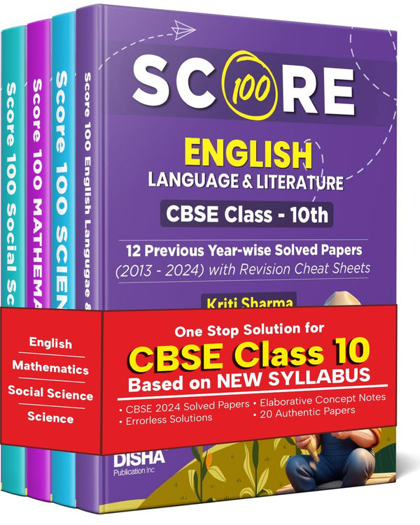 CBSE School Books | Combo (set of 4 Books) Score 100 Science, Mathematics (Standard), English Language & Literature & Social Science CBSE Class 10th 12 Previous Year-wise Solved Papers (2013-2024) 4th Edition | 2025 Exam