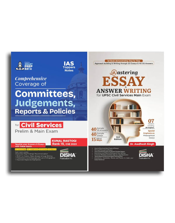 Combo (set of 2 Books) Essay & Answer Writing Masterstroke with Expert Techniques & Analysis for Civil Services Mains | UPSC IAS/ IPS & State PSC | Committees, Judgements, Reports, and Policies