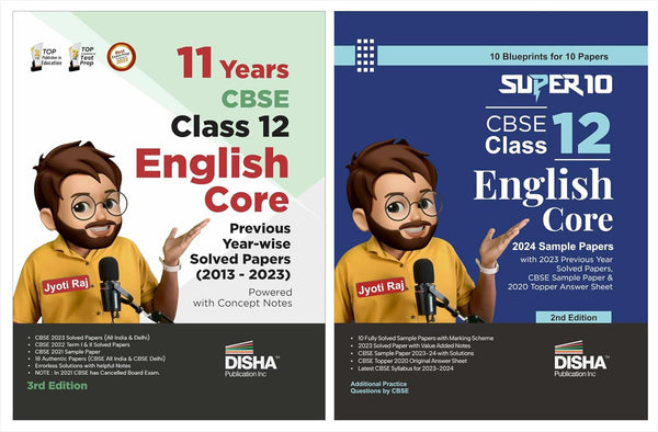 Combo (set of 2 Books) 11 Previous Year-wise Solved Papers & Super 10 Sample Papers for CBSE 2024 Class 12 English Core