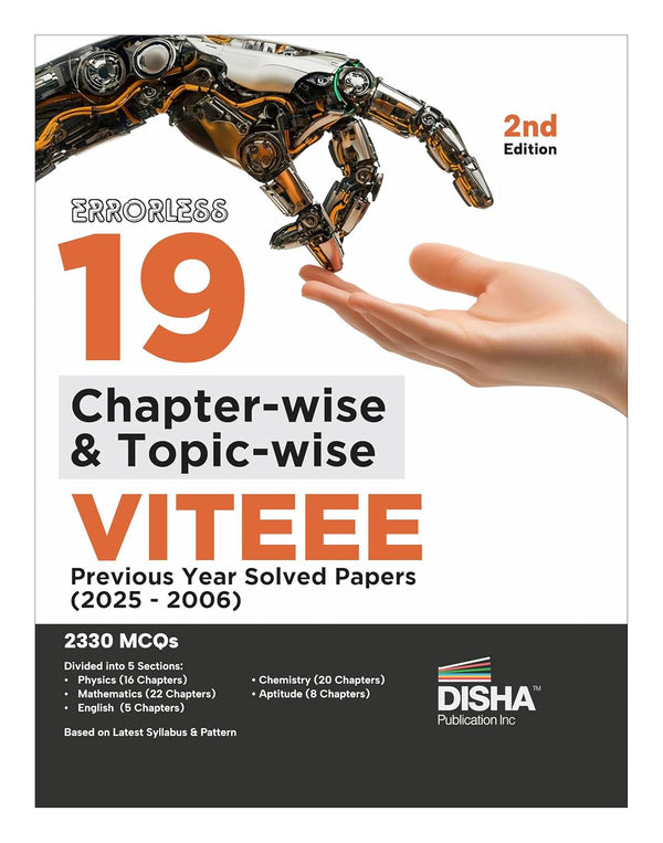 Disha Errorless 19 Chapter-wise & Topic-wise VITEEE Previous Year Solved Papers (2025 - 2006) 2nd Edition | Physics, Chemistry, Mathematics, English & Aptitude 2330 PYQs Question Bank for 2026 Exam
