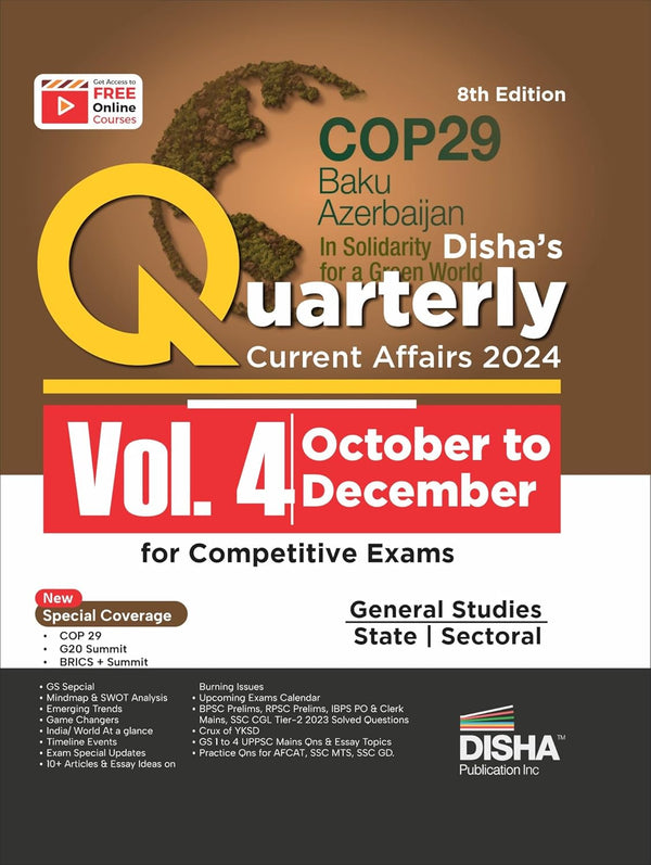 Quarterly Current Affairs 2024 Vol. 4 - October to December for Competitive Exams 8th Edition | Civil Services, UPSC, State PSC, CUET, SSC, Banking, Railways, CDS, NDA, CAPF & AFCAT