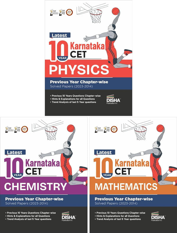 Latest 10 Year Karnataka CET Physics, Chemistry & Mathematics Previous Year Chapter-wise Solved Papers (2023 - 2014) | KCET PYQs Question Bank | For 2024 Engineering (B.Tech/ BE) & B.Sc. Exams