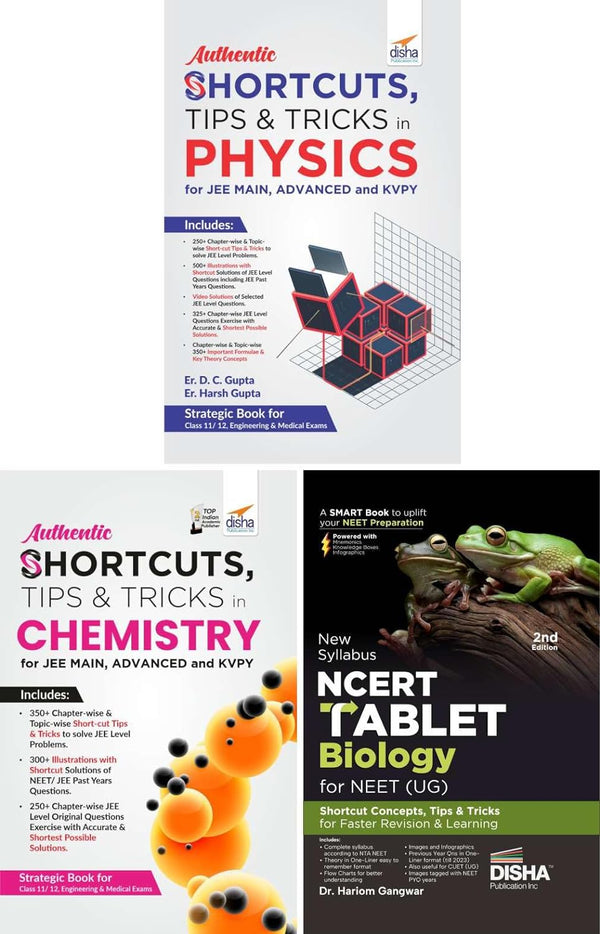 Combo (set of 3 Books) SHORTCUTS, TIPS & TRICKS in Physics, Chemistry & Biology for NEET 2nd Edition | One Liner Theory with Mnemonics, Previous Year Questions | CUET (UG) Exams | NCERT Tablet