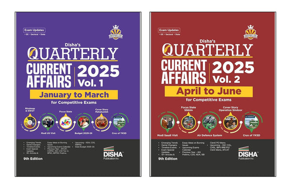 Disha Half-Yearly Current Affairs 2025 Vol. 1 & 2 Combo (set of 2 Quarterlies) - January to June 2025 for Competitive Exams 9th 4 Color Edition