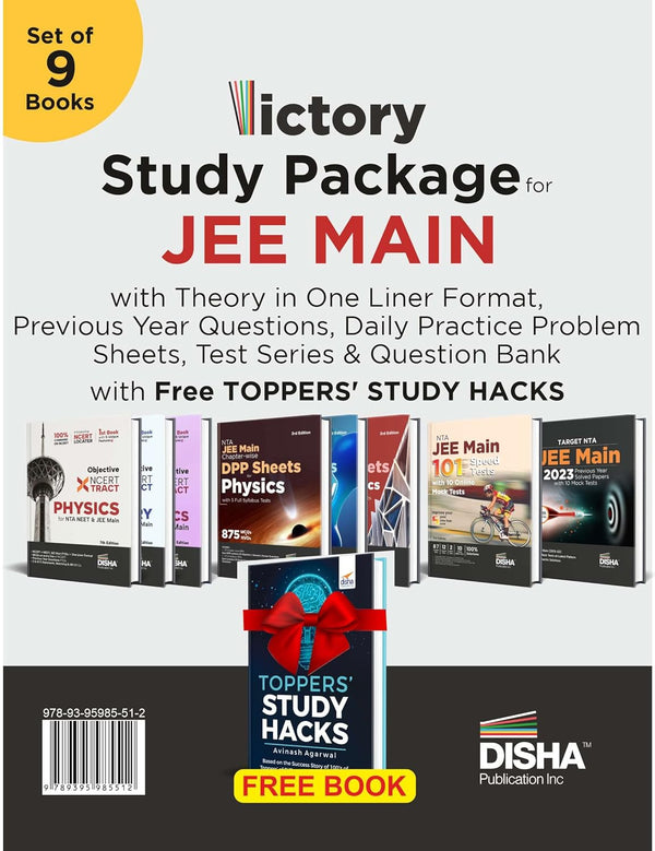 VICTORY Study Package for JEE Main with Theory in One Liner Format, Previous Year Questions, Daily Practice Problems Sheet, Test Series & Question Bank with Free TOPPERS' STUDY HACKS (set of 9 Books) | PYQs & Practice Questions