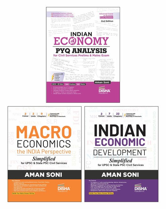 Disha Combo (3 Books) Indian Economy Simplified with PYQ Analysis for ...