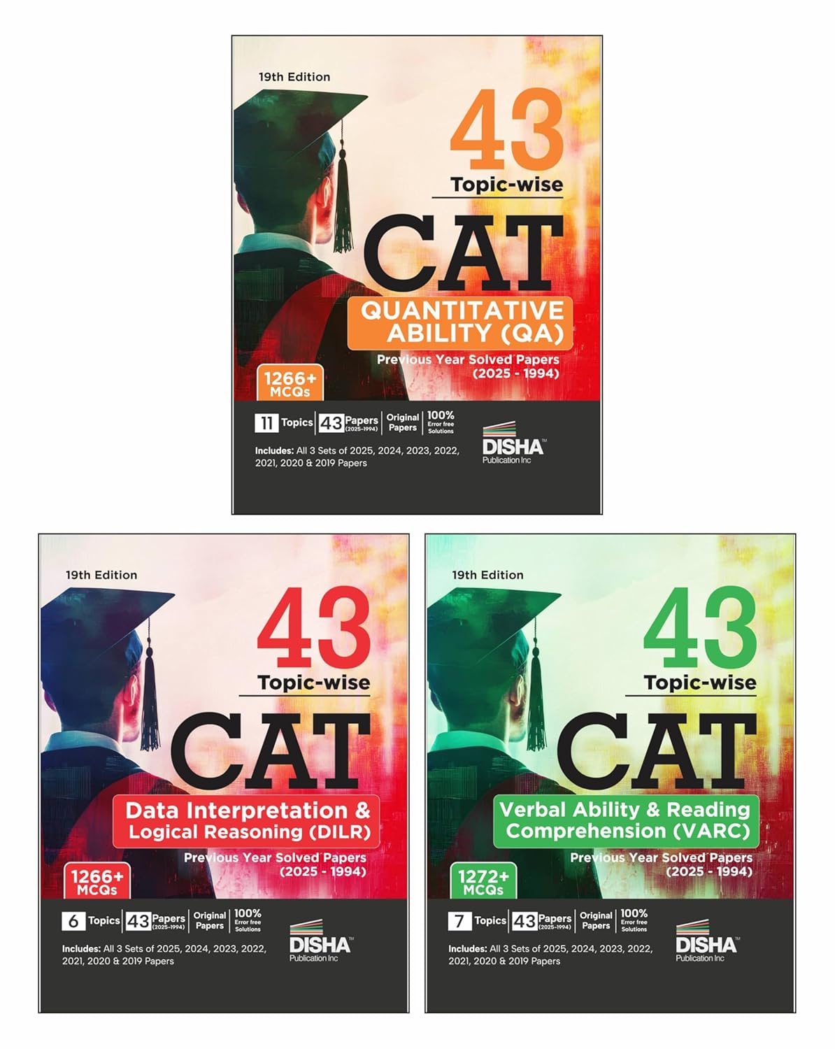 Disha Combo (3 Books) 43 Topic-wise CAT QA, DILR & VARC Previous Year ...