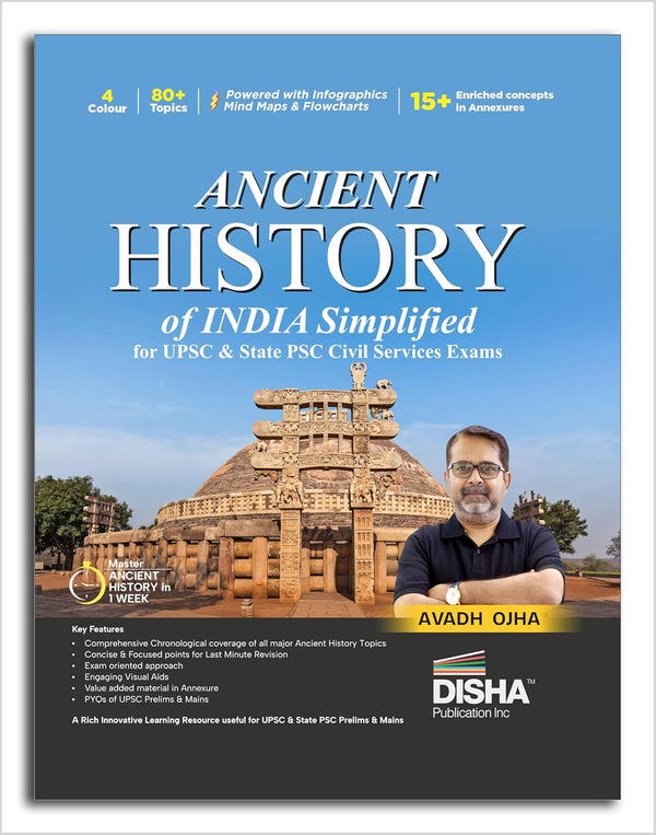 Ancient History of India Simplified by Avadh Ojha for UPSC & State PSC Civil Services Exams | 4 color Book Powered with Infographics, Mindmaps, Pictures & Tables