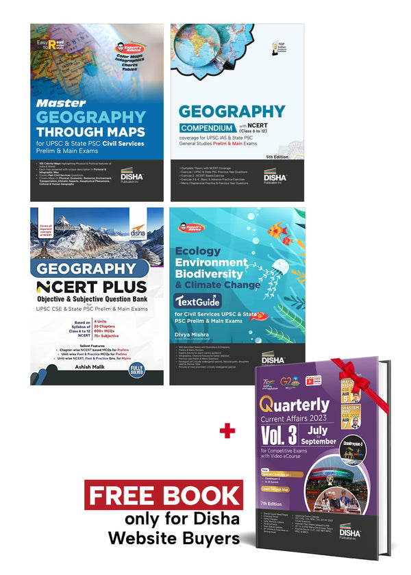 Combo (set of 4 Books) Complete Geography, Ecology & Environment for UPSC IAS & State PSC General Studies Civil Services Prelim & Main Exams | Theory, Maps, Previous Year & Practice Objective & Subjective Question Bank