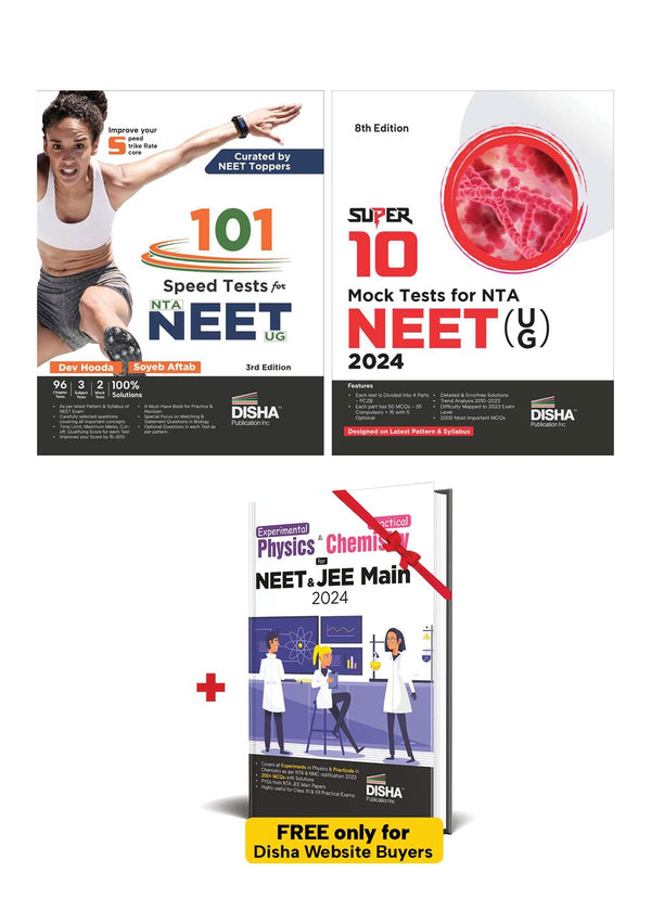 Combo (set of 2 Books) 101 Speed Tests for NTA NEET (UG) with Super 10 Mock Tests Book | Improve your Score by 15-20% | Physics, Chemistry & Biology | Optional Questions | 100% Solutions