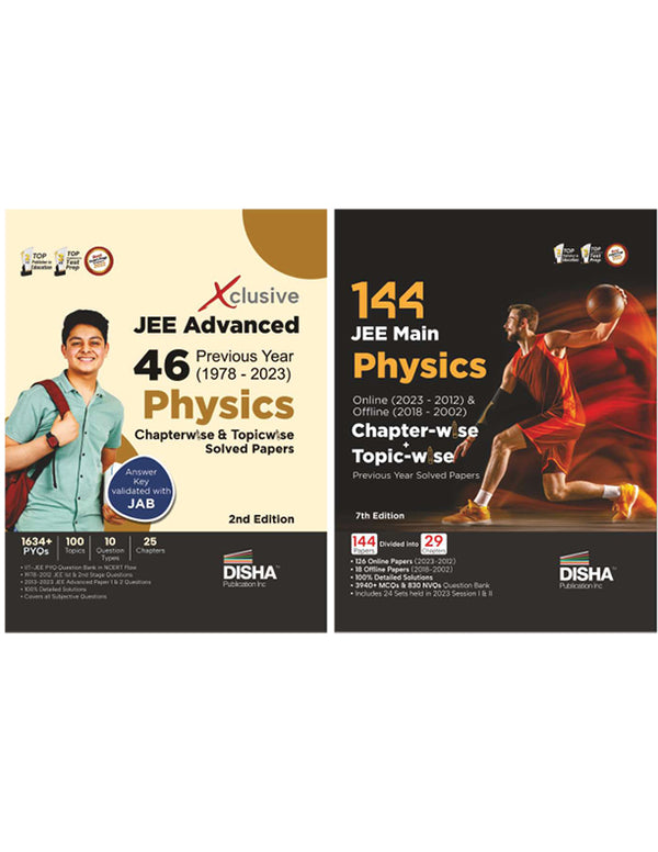Combo Physics 144 JEE Mains & 46 JEE Advanced Previous Year (1978 - 2023) Chapterwise & Topicwise Solved Papers (set of 2 Books) | IIT-JEE PYQ Question Bank in NCERT Flow with 100% Detailed Solutions for JEE 2024 & 2025