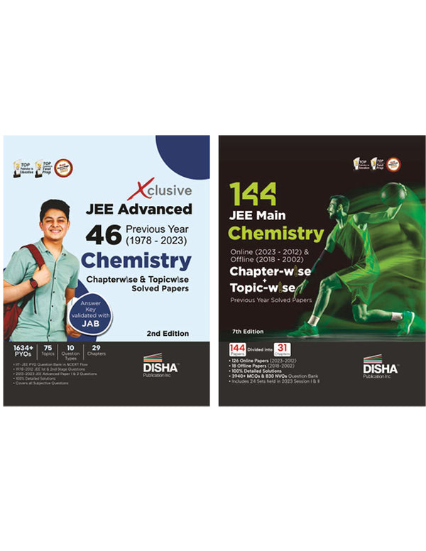 Combo Chemistry 144 JEE Mains & 46 JEE Advanced Previous Year (1978 - 2023) Chapterwise & Topicwise Solved Papers (set of 2 Books) | IIT-JEE PYQ Question Bank in NCERT Flow with 100% Detailed Solutions for JEE 2024 & 2025