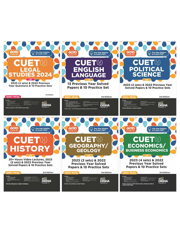 Combo (set of 6 Books) Go To Guides for CUET (UG) Humanities Stream - History, Political Science, Geography, Economics, English & Legal Studies 2nd Edition | Central Universities Entrance Test