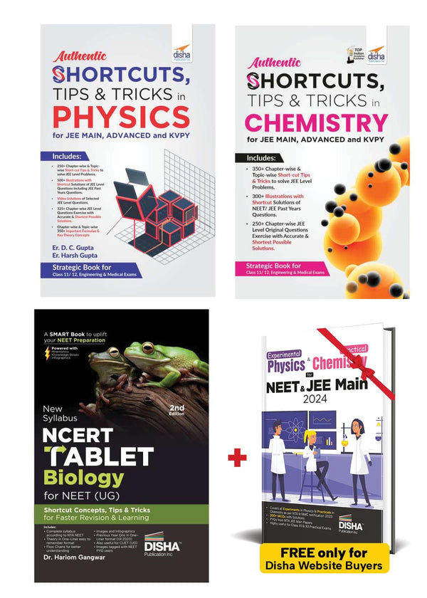 Combo (set of 3 Books) SHORTCUTS, TIPS & TRICKS in Physics, Chemistry & Biology for NEET 2nd Edition | One Liner Theory with Mnemonics, Previous Year Questions | CUET (UG) Exams | NCERT Tablet