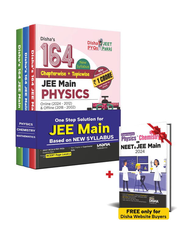 Disha's 164 New Syllabus Chapter-wise + Topic-wise JEE Main Online (2024 - 2012) & Offline (2018 - 2002) Physics, Chemistry & Mathematics Previous Years Solved Papers 8th Edition | NCERT PYQ