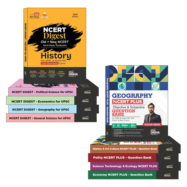 Combo (set of 10 Books) NCERT Digest Concepts in ONE LINER Format & NCERT Plus Question Bank for UPSC & State PSC Civil Services Exams | IAS Prelims & Mains | VI – XII NCERT Paperback – 5 February 2025