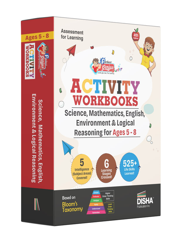 Disha Perfect Genius Junior Activity Workbooks for Science, Environment, Mathematics, Logical Reasoning & English for Ages 5 to 8 - 4th Edition | Must for Olympiad Exams | Builds 545+ Life Skills