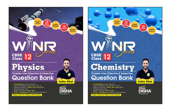 Disha Combo (set of 2 Books) WINR Series CBSE Class 12 Physics & Chemistry Chapter-wise Objective & Subjective Question Bank | New Syllabus | For 2026 Exam | Fully Solved | Competency (CFPQ)