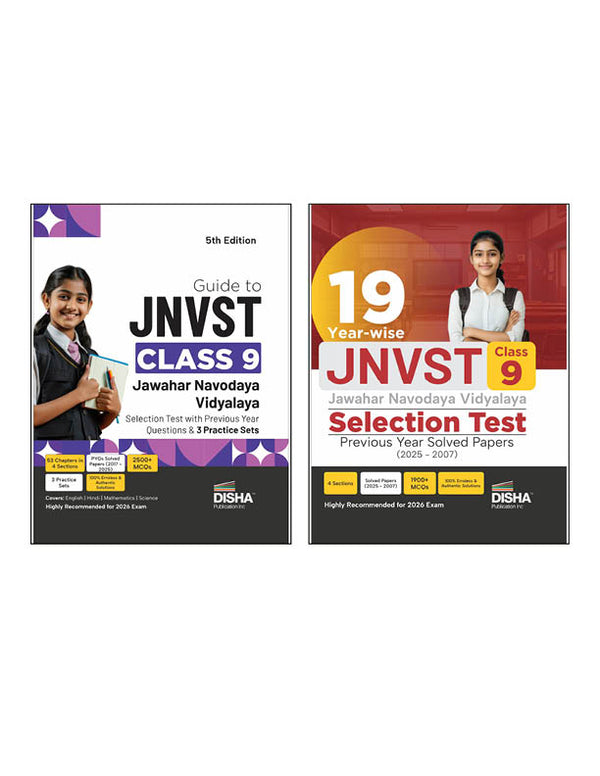 Disha Combo (set of 2 Books) Study Package for JNVST Class 9 Jawahar Navodaya Vidyalaya Selection Test - Guide + Previous Year Solved Papers + Practice Sets 5th Edition | For 2026 Exam | PYQs