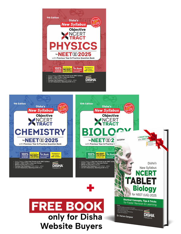 Disha's New Syllabus Objective NCERT Xtract Physics, Chemistry & Biology for NEET (UG) 9th Edition | One Liner Theory, Tips on your Fingertips, Previous Year Question Bank, PYQs