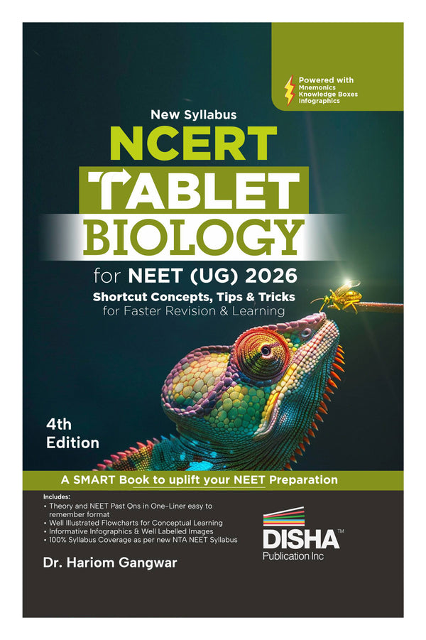 Disha  s New Syllabus NCERT Tablet Biology for NEET (UG) 2026 - 4th Edition | Shortcut Concepts, Tips & Tricks for Revision & Learning | One Liner Theory with Mnemonics, PYQs (Previous Year Questions)