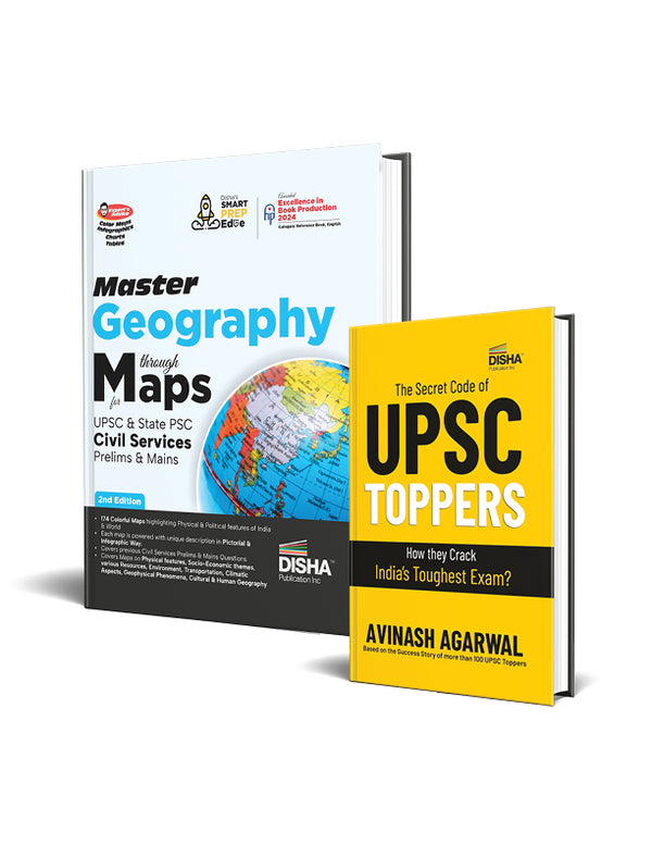 Combo - Master Geography through Maps for UPSC & State PSC Civil Services Prelim & Main Exams 2nd Edition + The Secret Code Of UPSC Toppers