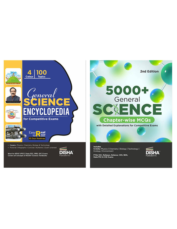 Combo (set of 2 Books) General Science with 5000+ MCQs for Competitive Exams | Must for NDA/ UPSC/ State PSC/ RRB/ SSC/ Defence/ Bank Exams