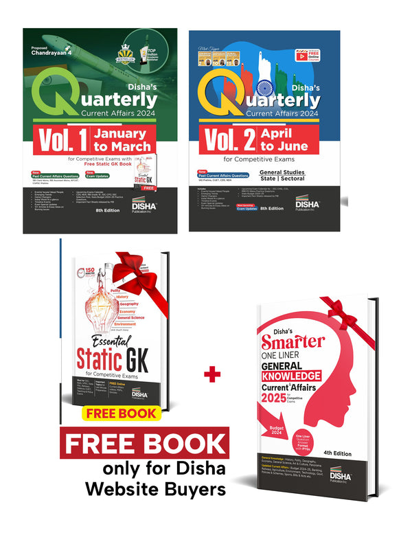 Half-Yearly Current Affairs 2024 Vol. 1 & 2 Combo (set of 2 Quarterlies) - January to June 2024 with Static GK Book for Competitive Exams with Video eCourse 8th 4 Color Edition