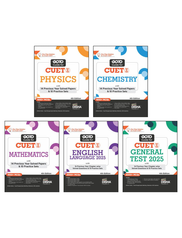 Combo (set of 5 Books) Go To Guides for CUET (UG) Science Stream - Physics, Chemistry, Mathematics, English & General Test 3rd Edition | CUCET | Central Universities Entrance Test |