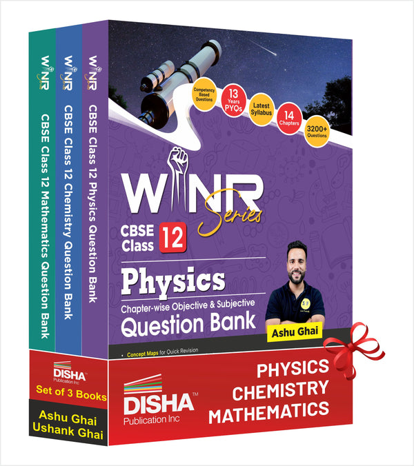 Combo (set of 3 Books) WINR Series CBSE Class 12 Physics, Chemistry & Mathematics Chapter-wise Objective & Subjective Question Bank | New Syllabus | For 2026 Exam | Fully Solved | Competency (CFPQ) Questions