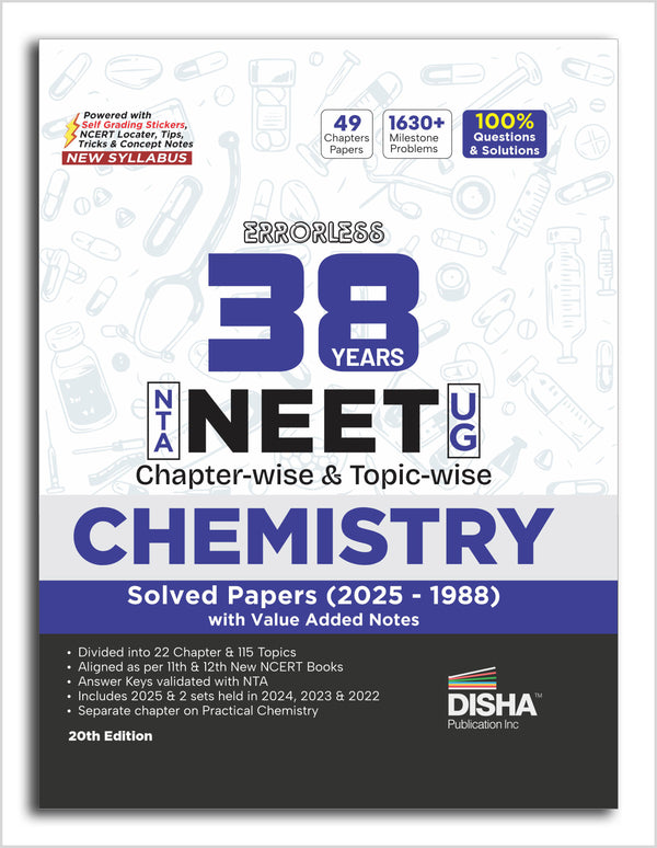 Disha Errorless 38 Years NTA NEET (UG) Chapter-wise & Topic-wise Chemistry PYQ (2025 - 1988) Book 20th Edition | Solved Papers | New NCERT Syllabus | Errorless Chemistry NEET 2026 | Value Added Notes